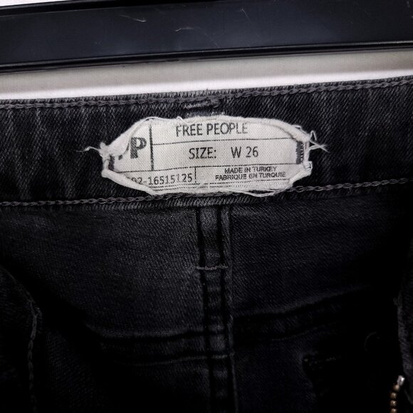 Free People Bootcut  Jeans Size 26 Stretch Raw Hem Fray Gray Mid-Rise - Picture 10 of 14